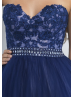 Strapless Sweetheart Neck Beaded Lace Tulle Short Homecoming Dress